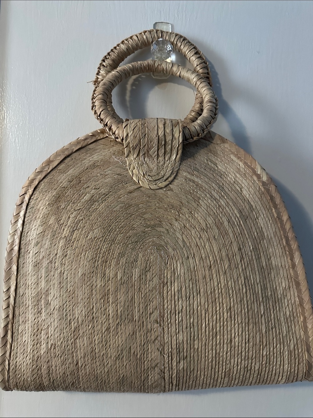 Natural Straw Woven Tote Bag with Round Handles